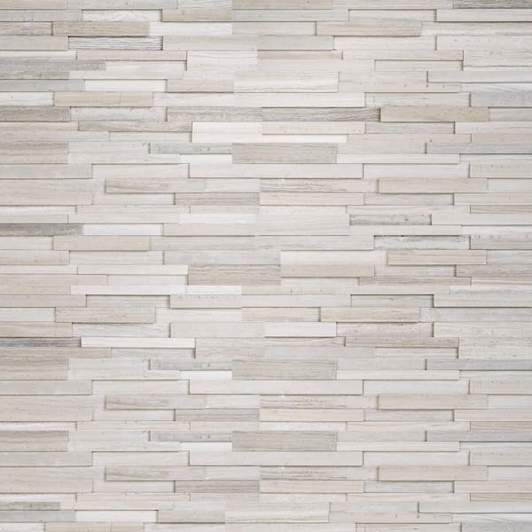 Gray Oak 3D Ledger Panel 6 in. x 24 in. Honed Marble Wall Tile (35 cases/210 sq. ft. /Pallet)