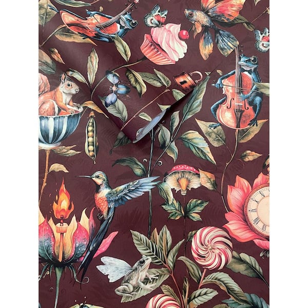 Walls Republic Mulberry Enchanted Wonderland Wallpaper Print Non-Woven Non-Pasted Textured Wallpaper 57 sq. ft.
