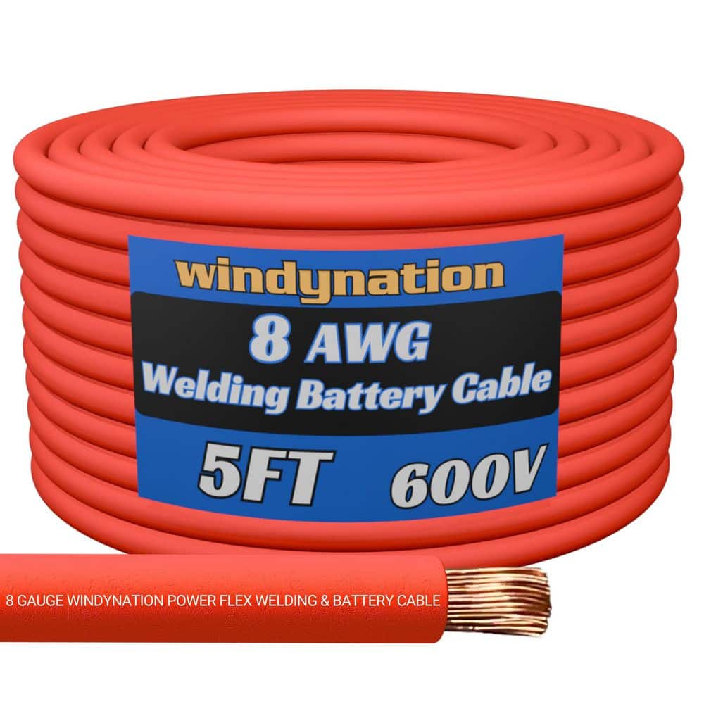 WindyNation 8-Gauge 5 ft. Red Welding Cable 8G-5R - The Home Depot