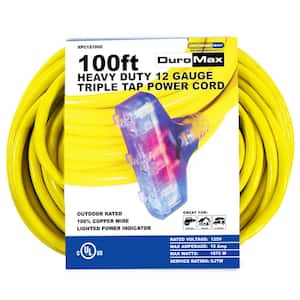 100 ft. 12/3-Gauge Triple Tap Extension Power Cord