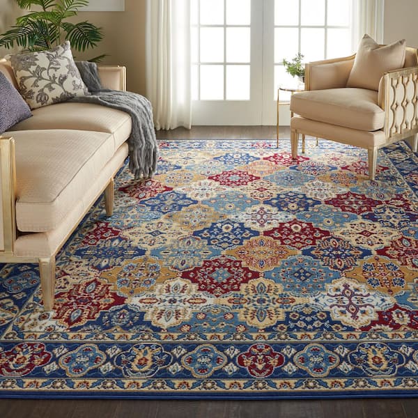 Grafix Multicolor 9 ft. x 12 ft. Persian Medallion Traditional Area Rug