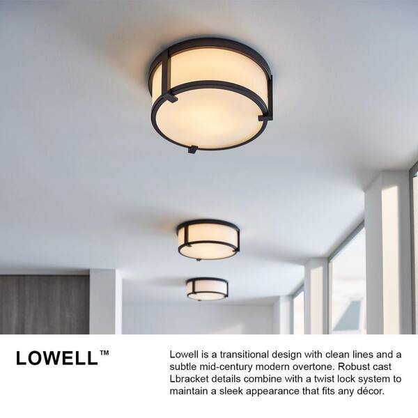 HINKLEY - Lowell 13.25 in. 2-Light Antique Nickel Flush Mount