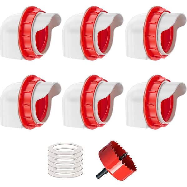 KIWDZFU Automatic No-Waste Chicken Feeder with 6 Ports, Gravity Feed Kit for Buckets, Barrels, Bins, Troughs, BPA-Free Plastic