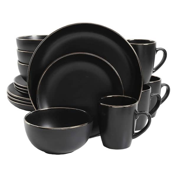 Matte Black Stackable Dinnerware Set / Breakfast Set 