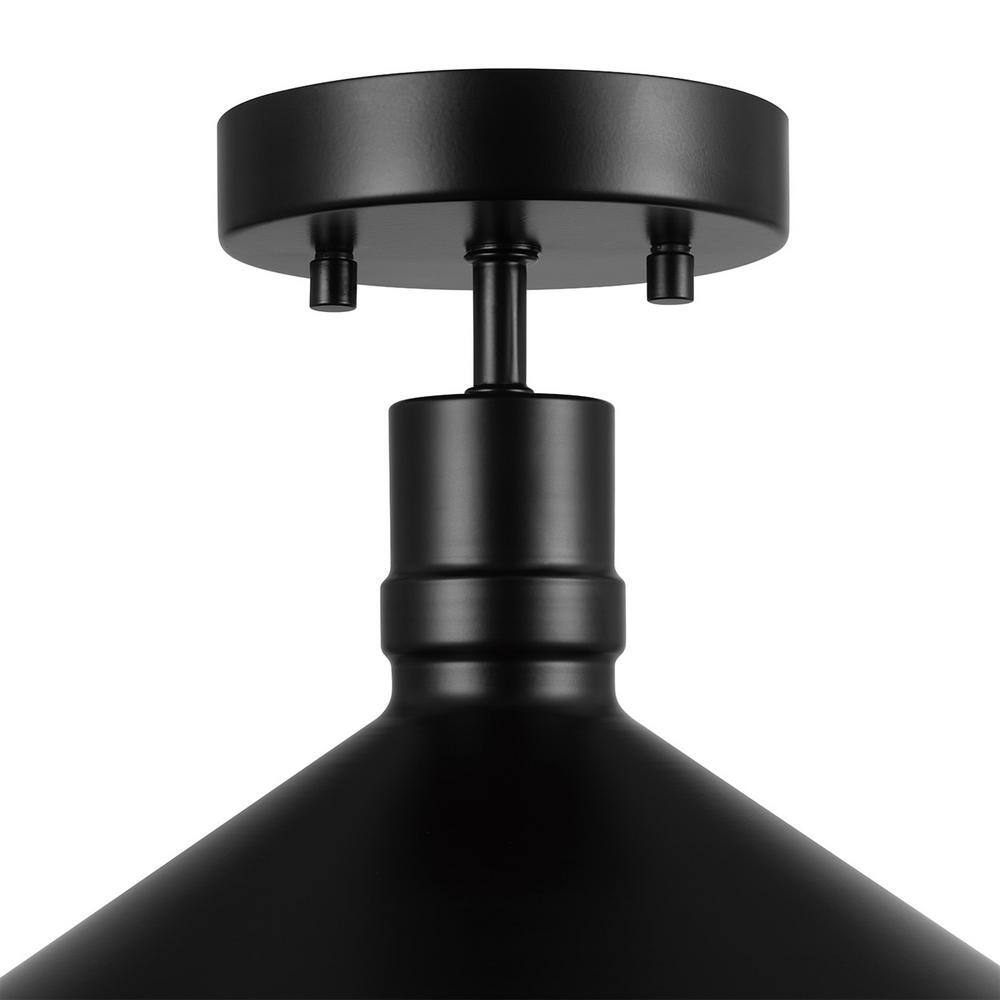Matte Black Metal 15'' Outdoor Flush Mount Ceiling Light