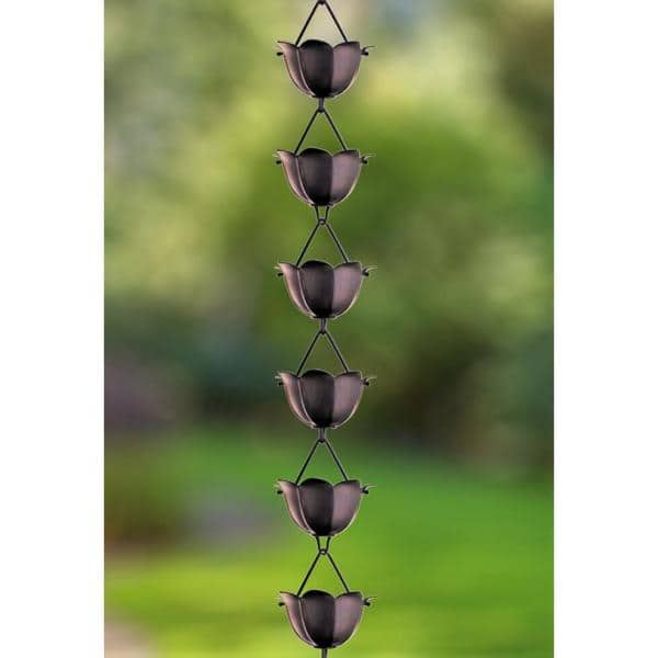 8.5 ft Black Aluminum Lotus Flower Rain Chain