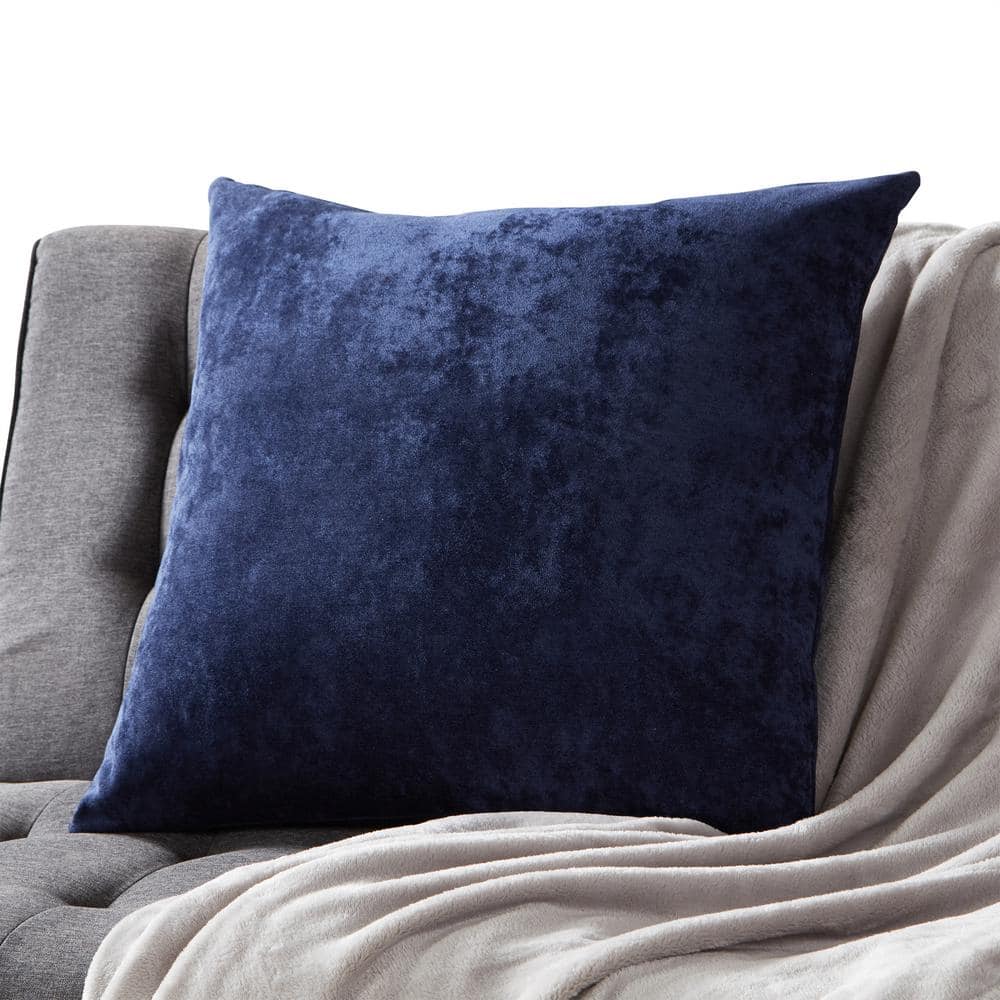 Plush Royal Blue 20" Square Velvet Throw Pillow with Zipper