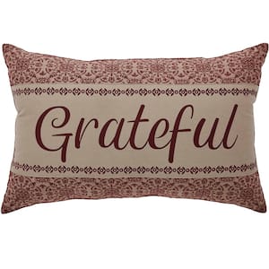 Custom House Natural Burgundy Country Jacquard Grateful 14 in. x 22 in. Throw Pillow