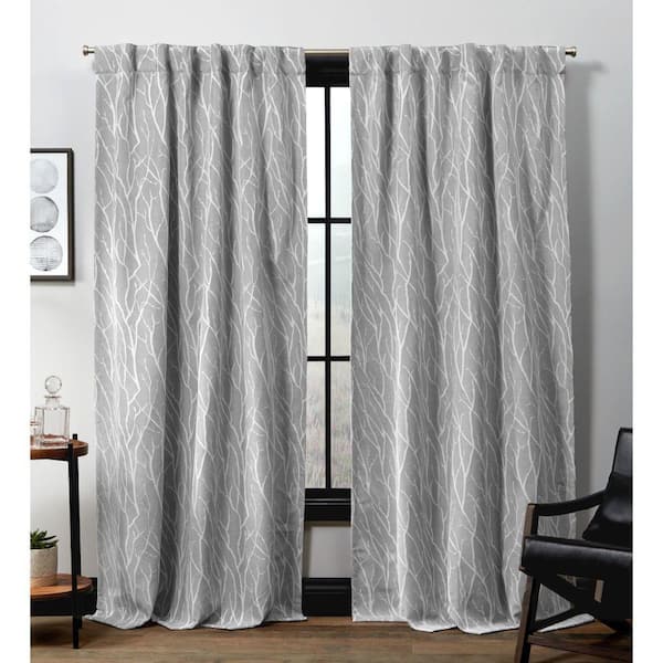 EXCLUSIVE HOME Ash Grey Floral Blackout Curtain - 52 in. W x 96 in. L