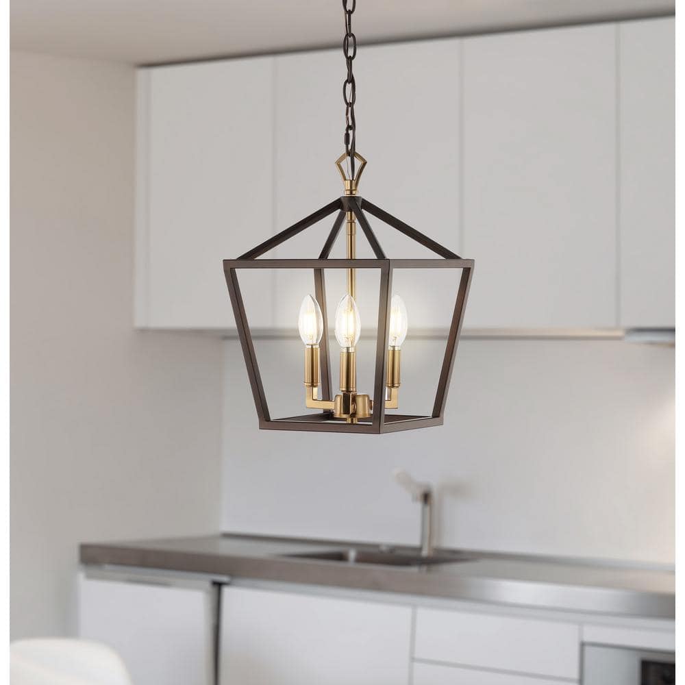 Ojai 10" Black and Gold Iron LED Pendant Lantern