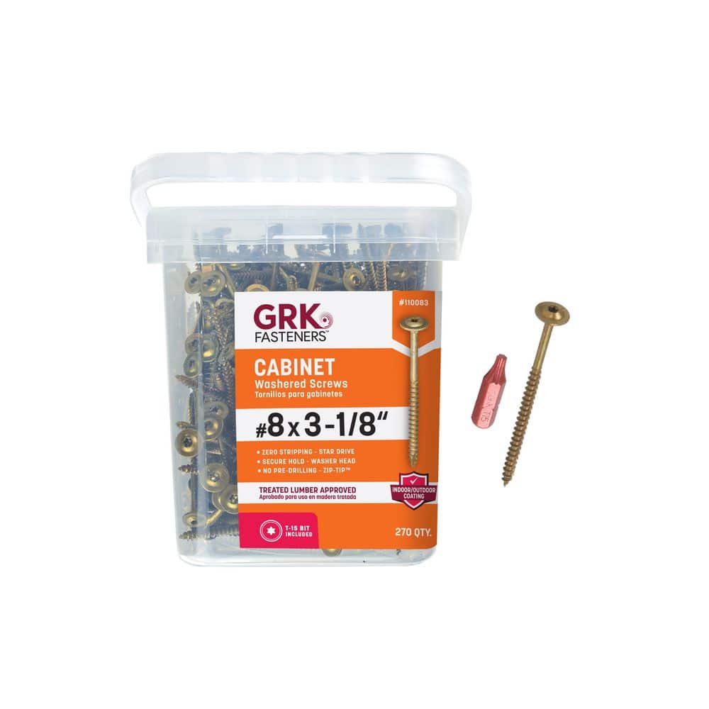 GRK Fasteners 8 in. x 3-1/8 in. Star Drive Washer Head Cabinet