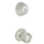Ball Satin Nickel Keyed Entry Door Knob with Single Cylinder Deadbolt Combo Pack
