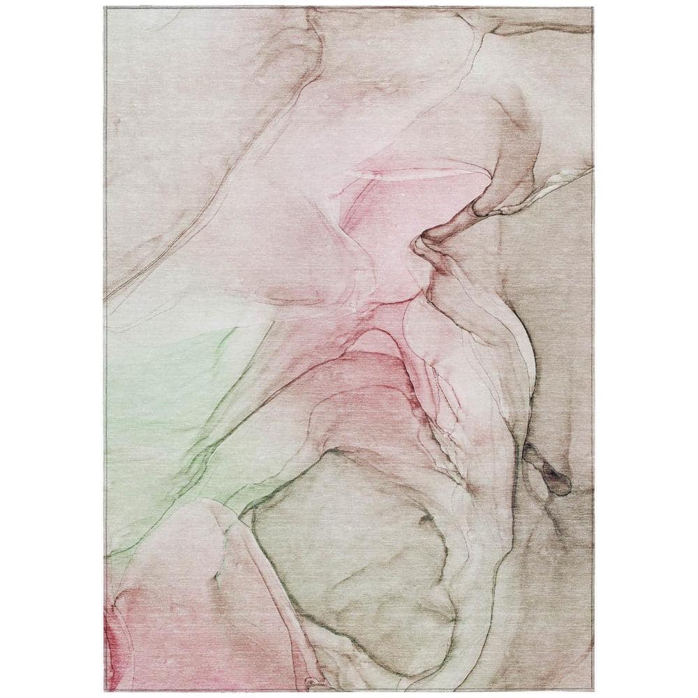 HomeRoots Gray and Pink 8 ft. x 10 ft. Abstract Indoor / Outdoor Area ...