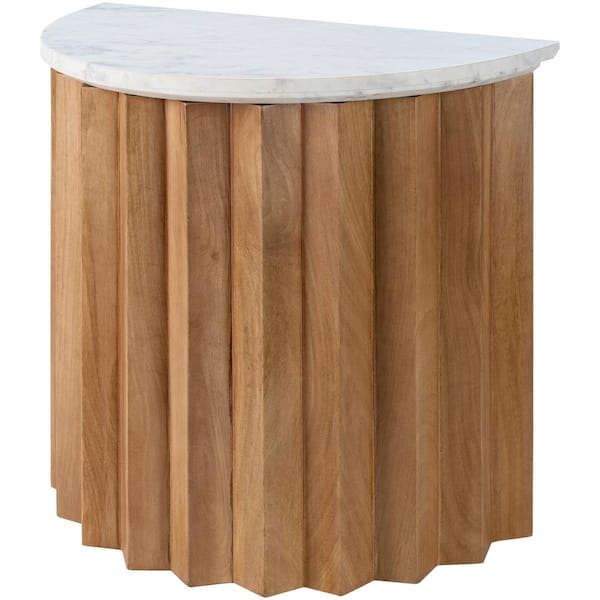 Livabliss Ammon Modern End Table, Brown/White, 22 in. H x 24 in. W x 12 in. D