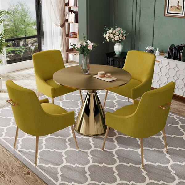 Green and gold dining set hot sale