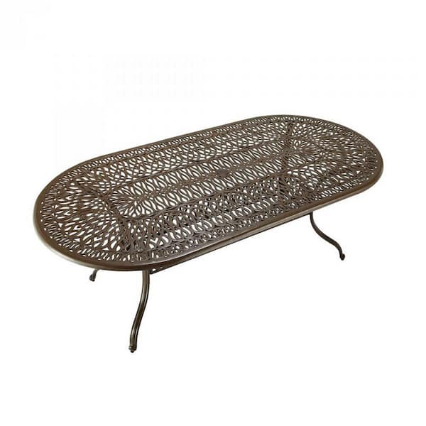 Capri Taupe Tan Brown Oval Cast Aluminum Outdoor Dining Table
