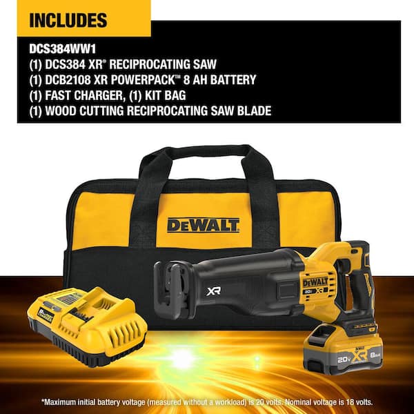 20V XR Lithium-Ion Cordless Reciprocating Saw Kit with 8.0 Ah Battery and Charger