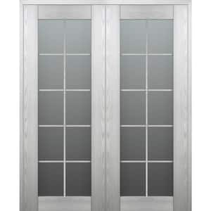 Vona 64"x 80" Both Active 10-Lite Frosted Glass Ribeira Ash Wood Composite Double Prehung French Door