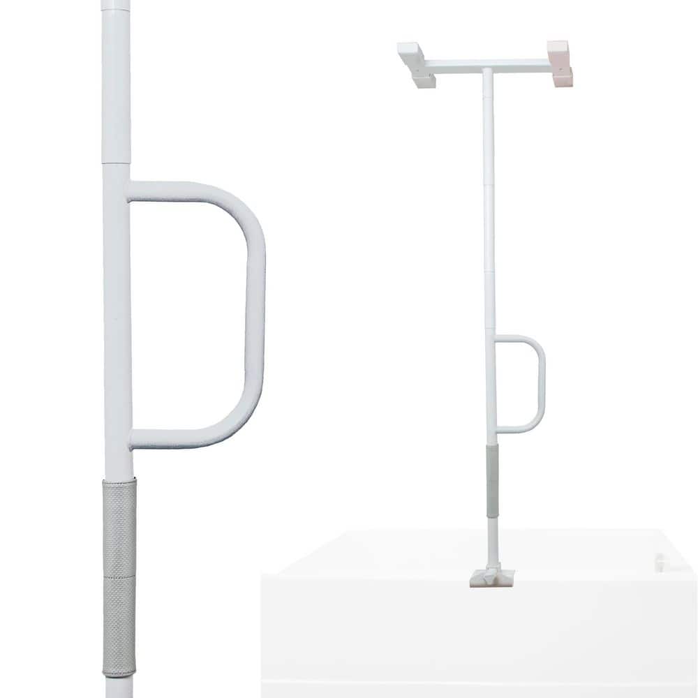 Wonder Bathtub Pole Lite, Adjustable 84 in. to 108 in. Bathtub Safety Rail, Tension Mounted Bathroom Grab Bar in White