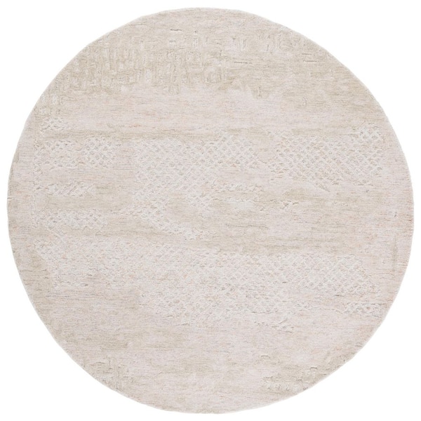 Harvest 6 ft. x 6 ft. Rust/Beige Distressed Solid Color Round Area Rug