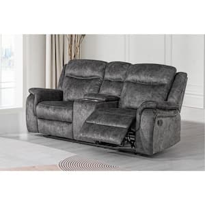 New Classic Furniture Park City 73 in. Slate Fabric 2-seater Loveseat with Dual Recliners