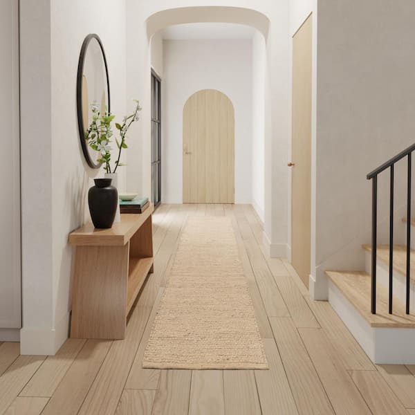 Natural Jute Bleached 2 ft. x 6 ft. All-over design Contemporary Runner Area Rug