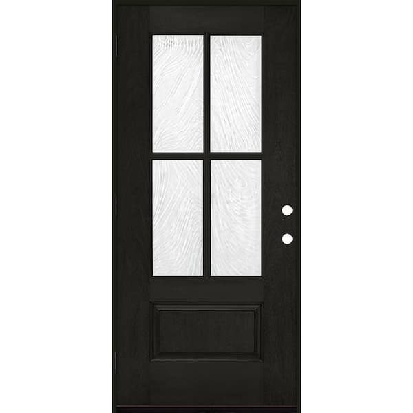 36 in. x 80 in. Regency 3/4-Lite 4SDL Brook Decorative Glass RHOS Onyx Fiberglass Prehung Front Door 4-9/16 in. Jamb