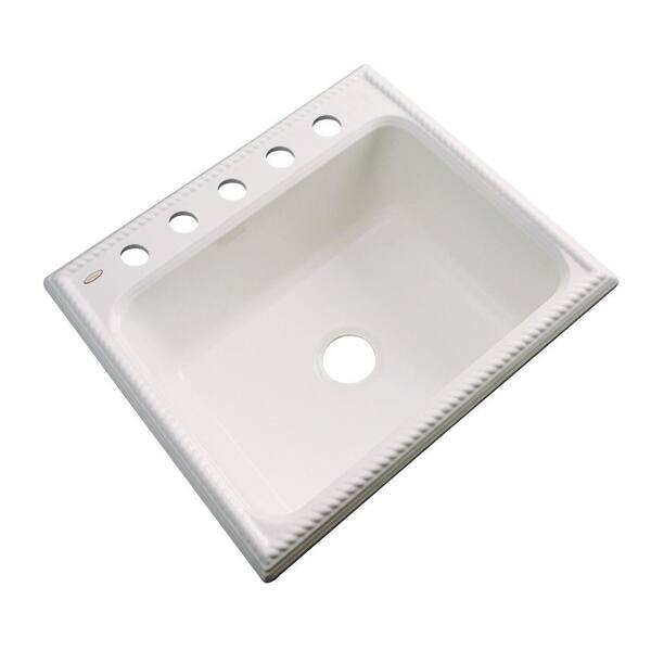 Thermocast Wentworth Drop-In Acrylic 25 in. 5-Hole Single Bowl Kitchen Sink in Almond