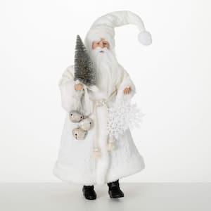 18" Christmas Cable Knit Coat Santa Figurine