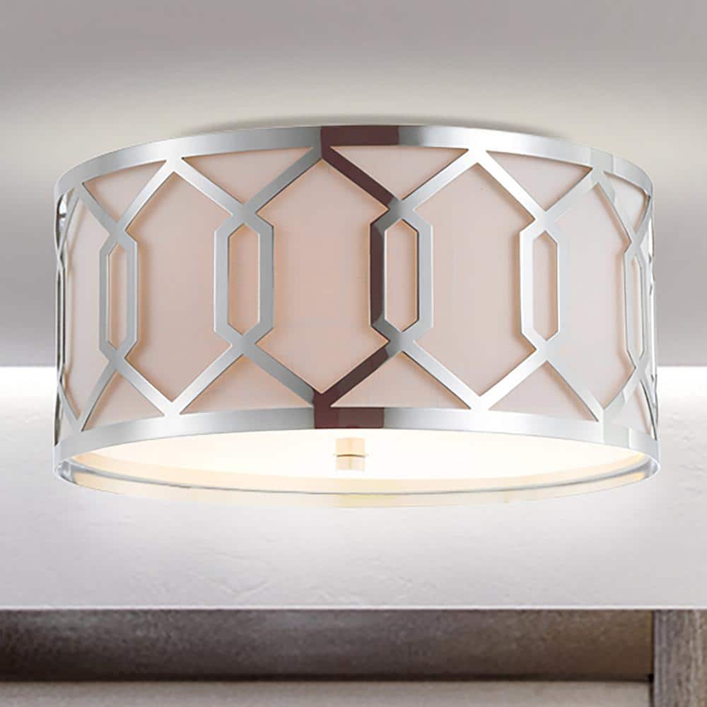 Hex 3-Light Chrome 16.25 in. Metal Flush Mount price history on PriceWatchPro