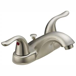 Impression Collection 4 in. Centerset 2-Handle WaterSense Bathroom Faucet in Brushed Nickel with Brass Pop-Up