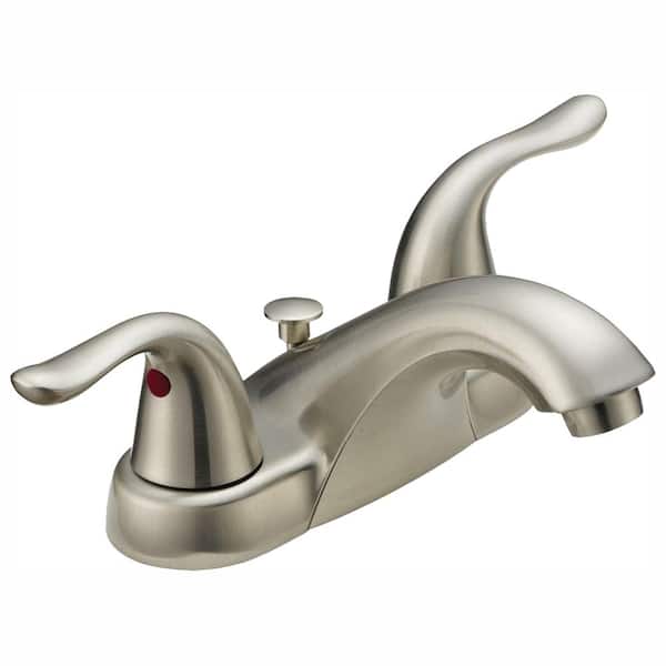 EZ-FLO Impression Collection 4 in. Centerset 2-Handle WaterSense Bathroom Faucet in Brushed Nickel with Brass Pop-Up