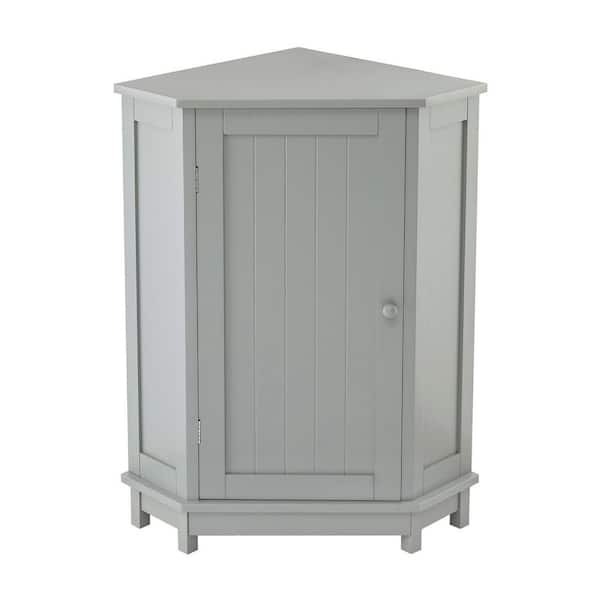 Miscool Anky 17.5 in. W x 17.5 in. D x 31.4 in. H Gray MDF Freestanding Bathroom Triangle Corner Storage Linen Cabinet