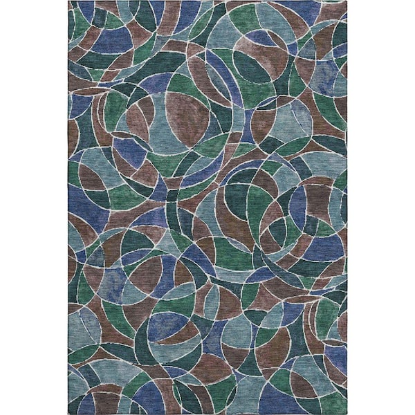 Mayfield Premium Machine Washable Abstract AMF2208 Blue 10 ft. x 14 ft. Area Rug