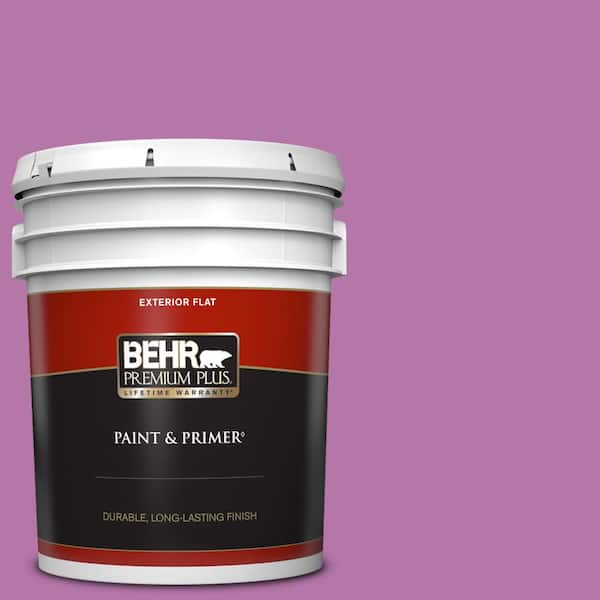 BEHR PREMIUM PLUS 5 gal. #P110-5A Eccentric Magenta Flat Exterior Paint & Primer