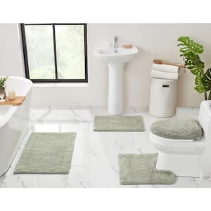 Edge Collection Green 100% Cotton Rectangle 4-Piece Bath Rug Set