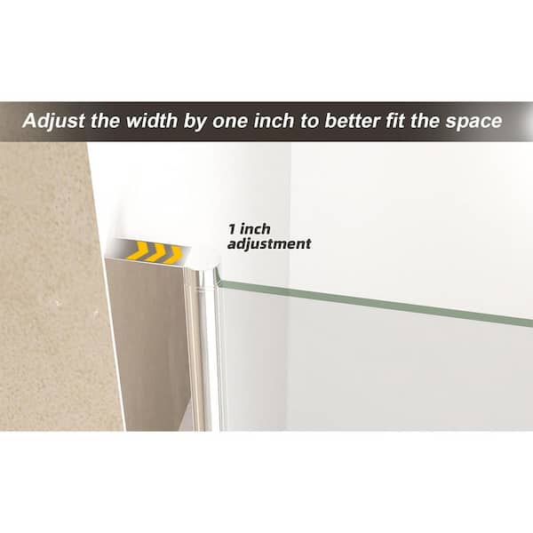 24 in. W x 72 in. H Pivot Frameless Shower Door in Chrome with 1/4 in. (6 mm) Clear Tempered Glass