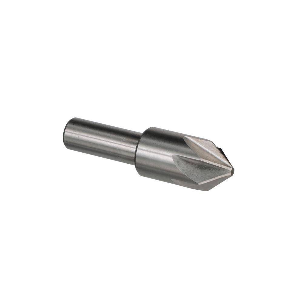 KEO 53202 High-Speed Steel Single-End Countersink 3/4 Shank Diameter Round Shank Single Flute 2 Body Diameter 120 Degree Point Angle TiN Coated 