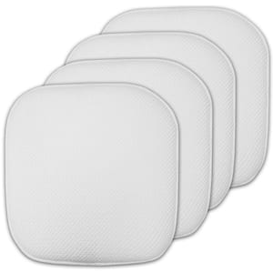 White, Honeycomb Memory Foam Square 16 in. x 16 in. Non-Slip Back Chair Cushion (4-Pack)