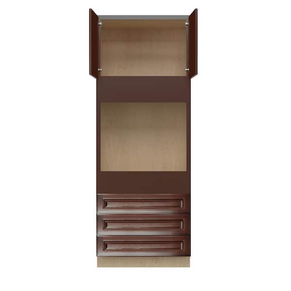 Kunal Kitchens Charlotte Raised 33 in. W x 96 in. H x 24 in. D in Bordeaux Plywood Assembled Single Oven Cabinet
