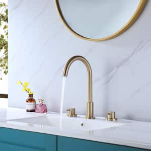8 in. Widespread Double-Handles Bathroom Faucet in Brushed Gold