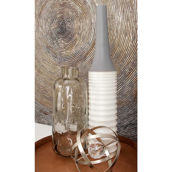 15 in. Gray Glass Decorative Vase with Bubble Texture
