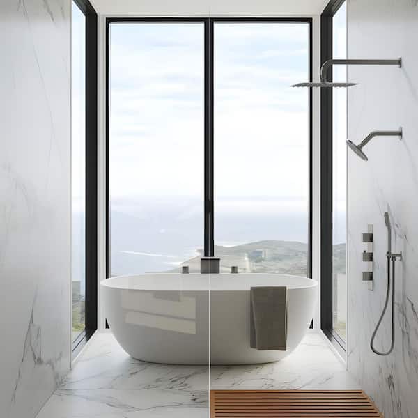 ZenithRain Shower System 5-Spray 12 and 6 in. Dual Wall Mount Fixed and Handheld Shower Head 2.5 GPM in Brushed Nickel