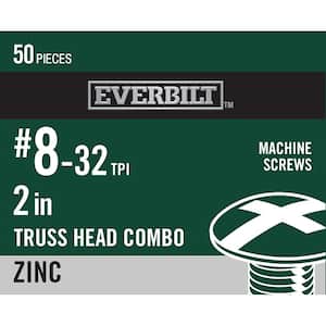 #8-32 x 2 in. Combo Truss Head Zinc Plated Machine Screw (50-Pack)