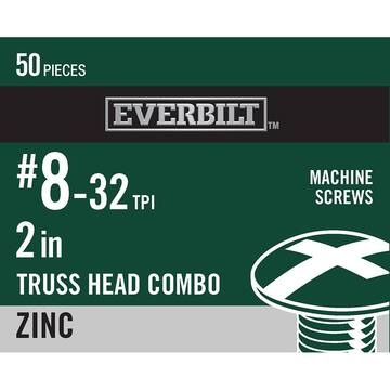 #8-32 x 2 in. Phillips Slotted Round-Head Machine Screws (50-Pack)
