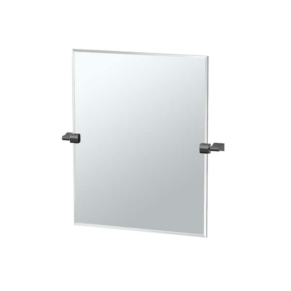 Gatco Bleu 24 in. W x 24 in. H Frameless Rectangular Bathroom Vanity Mirror in Matte Black