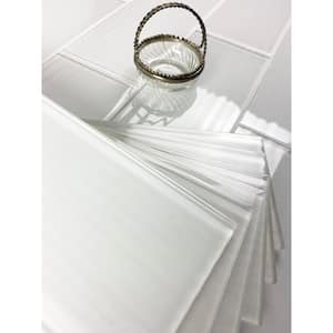 Italian Design Milan White Large Format Subway 4 in. x 16 in. Textured Glass Wall Tile (80 Sq. Ft/Pallet)
