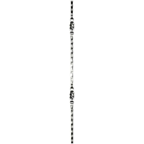 arteferro 44 in. x 9/16 in. Hammered with Dual Forged Design Warm Nickel Powder Coated Wrought Iron Stair Baluster