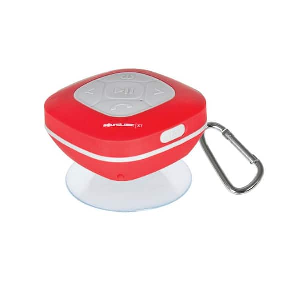 SoundLogic Bluetooth Shower Speaker with FM Radio and Carabiner in Red