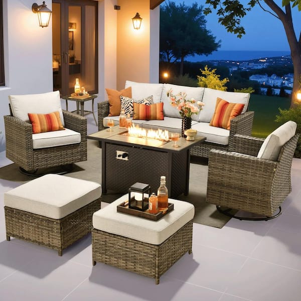 XIZZI Jupiter 6-Piece Wicker Outdoor Patio Fire Pit Seating Sofa XIZZI Jupiter 6-Piece Wicker Outdoor Patio Fire Pit Seating Sofa